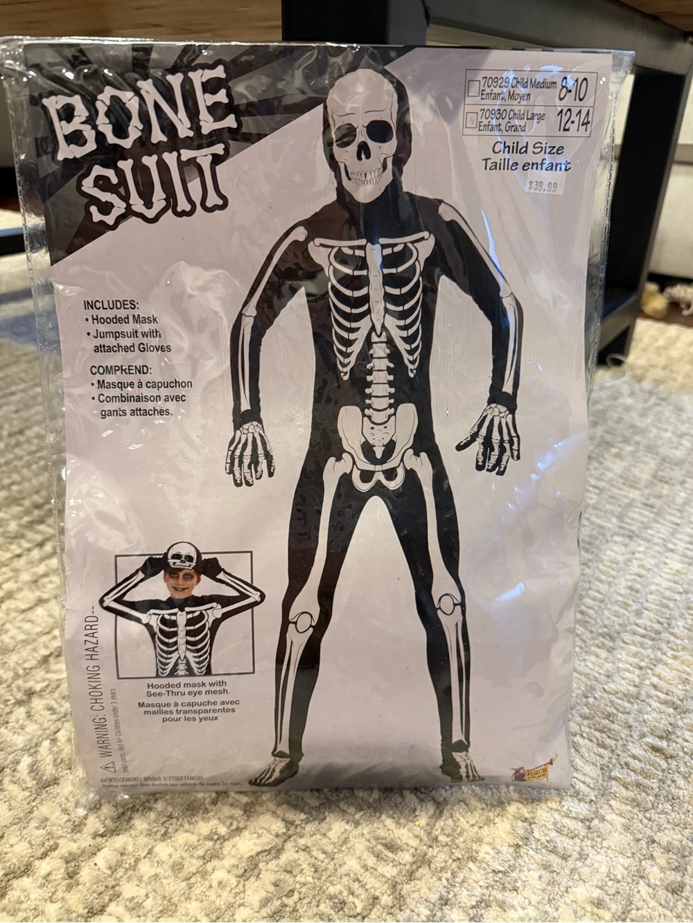 Bone Suit Kids Skeleton Costume - Black